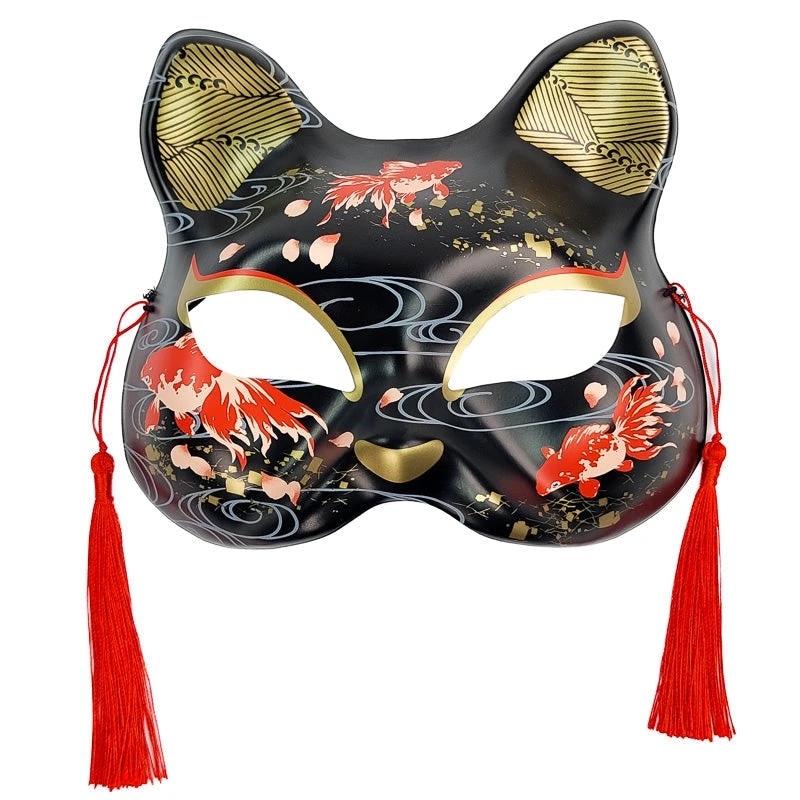Japanese Cat Mask - Black And Red 1 Japanese Cat Mask - Black And Red