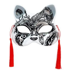 Japanese Cat Mask - Black And White
