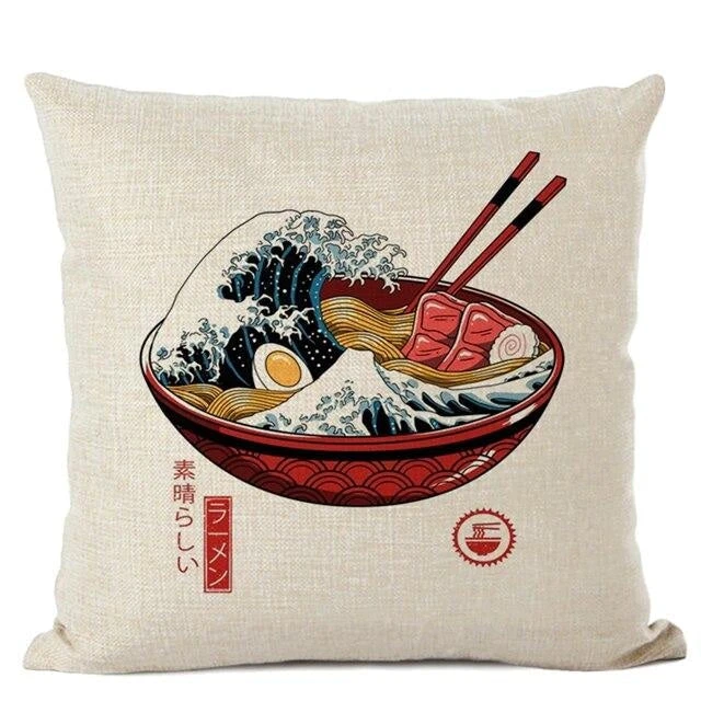 Japanese Cushion Cover - Wave Ramen 1 Japanese Cushion Cover - Wave Ramen