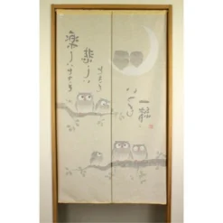 Japanese Noren Owl Family -Nippon Life Market japanese noren owl family 140