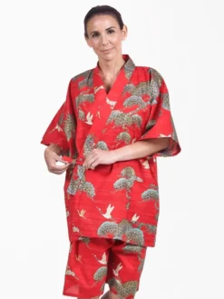 Jinbei Japanese Woman Red Crane & Pine -Nippon Life Market jinbei japonais femme rouge grue pin 108