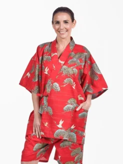 Jinbei Japanese Woman Red Crane & Pine -Nippon Life Market jinbei japonais femme rouge grue pin 138