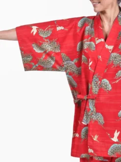 Jinbei Japanese Woman Red Crane & Pine -Nippon Life Market jinbei japonais femme rouge grue pin 954