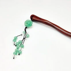 Wooden Kanzashi - Turquoise Flower -Nippon Life Market kanzashi en bois fleur turquoise 832