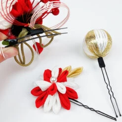 Kanzashi Flowers & Crane -Nippon Life Market kanzashi fleurs grue 877