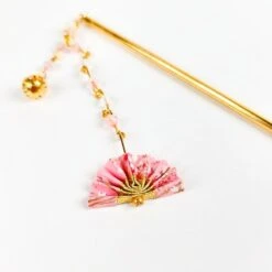 Japanese Kanzashi Pink Fan -Nippon Life Market kanzashi japonais eventail rose 313