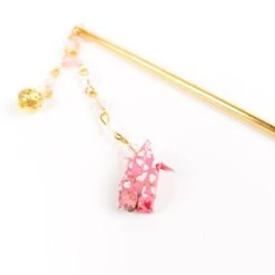 Japanese Hair Piece - Pink Origami -Nippon Life Market kanzashi japonais origami rose 248