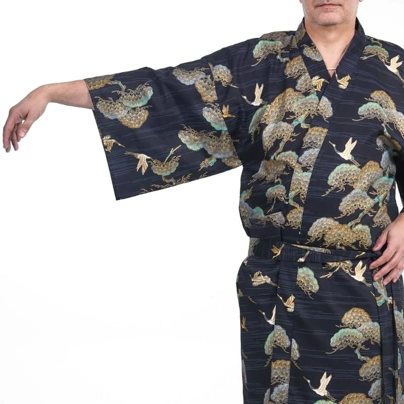 Men’s Happi Kimono – Crane & Pine 3 Men’s Happi Kimono – Crane & Pine - Image 3