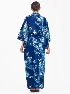 Japanese Kimono Women - Blue Hana -Nippon Life Market kimono japonais femme bleu hana taille unique 175