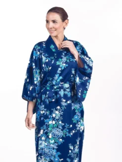 Japanese Kimono Women - Blue Hana -Nippon Life Market kimono japonais femme bleu hana taille unique 591