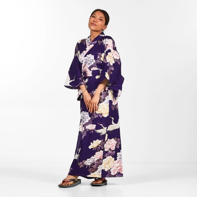 Women's Japanese Kimono - Botan To Tsuru 1 Women's Japanese Kimono - Botan To Tsuru