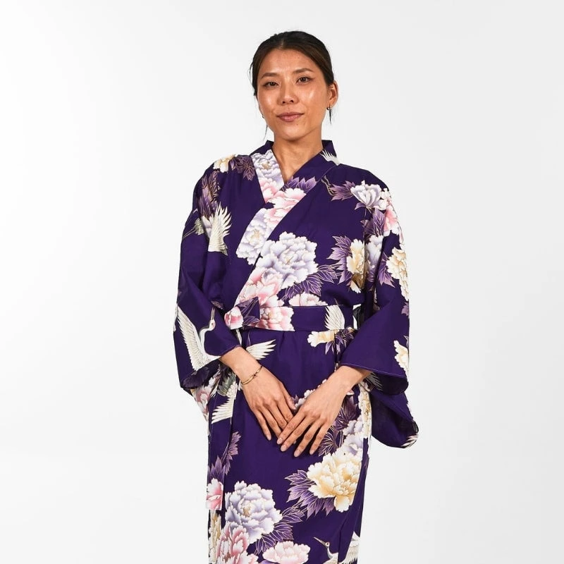 Women's Japanese Kimono - Botan To Tsuru 2 Women's Japanese Kimono - Botan To Tsuru - Image 2