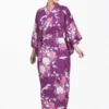 Japanese Kimono Women - Purple Peony & Crane