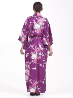Japanese Kimono Women - Purple Peony & Crane -Nippon Life Market kimono japonais femme violet pivoine grue taille unique 907