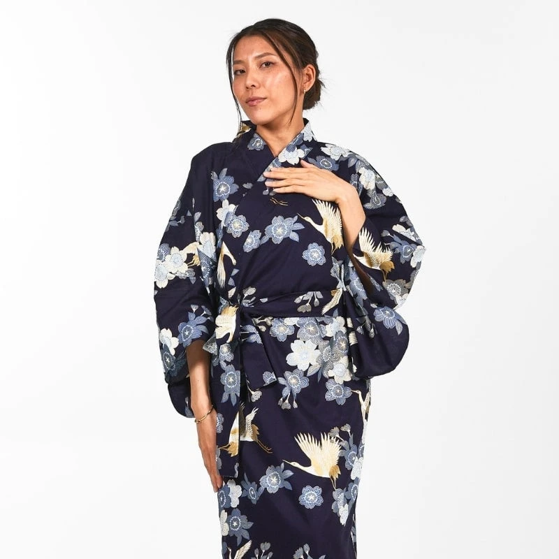 Women's Yukata Kimono - Sakura To Tsuru 2 Women's Yukata Kimono - Sakura To Tsuru - Image 2