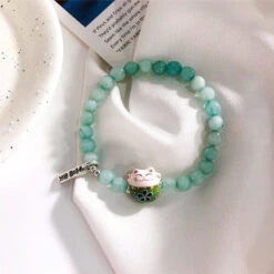 Maneki Neko Bracelet - Beads -Nippon Life Market maneki neko bracelet beads green 592