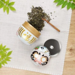 Metal Tea Box - White Daruma -Nippon Life Market metal tea box white daruma 411