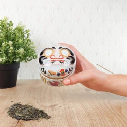 Metal Tea Box - White Daruma -Nippon Life Market metal tea box white daruma 971