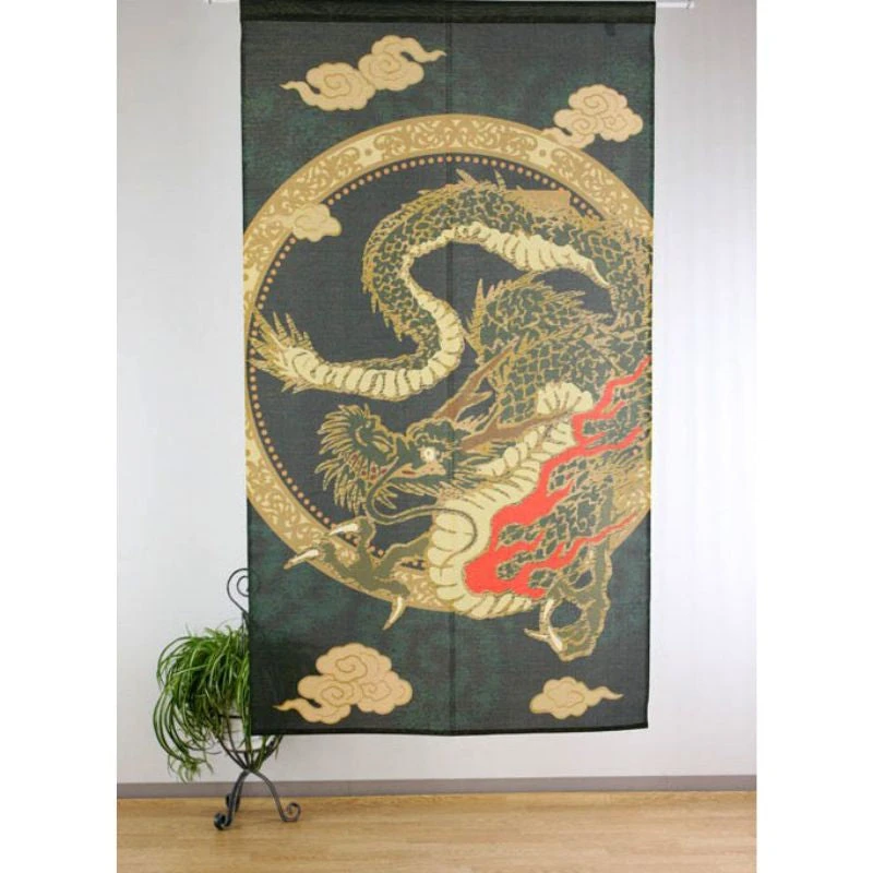 Short Noren Doorway Curtain - Golden Dragon 1 Short Noren Doorway Curtain - Golden Dragon