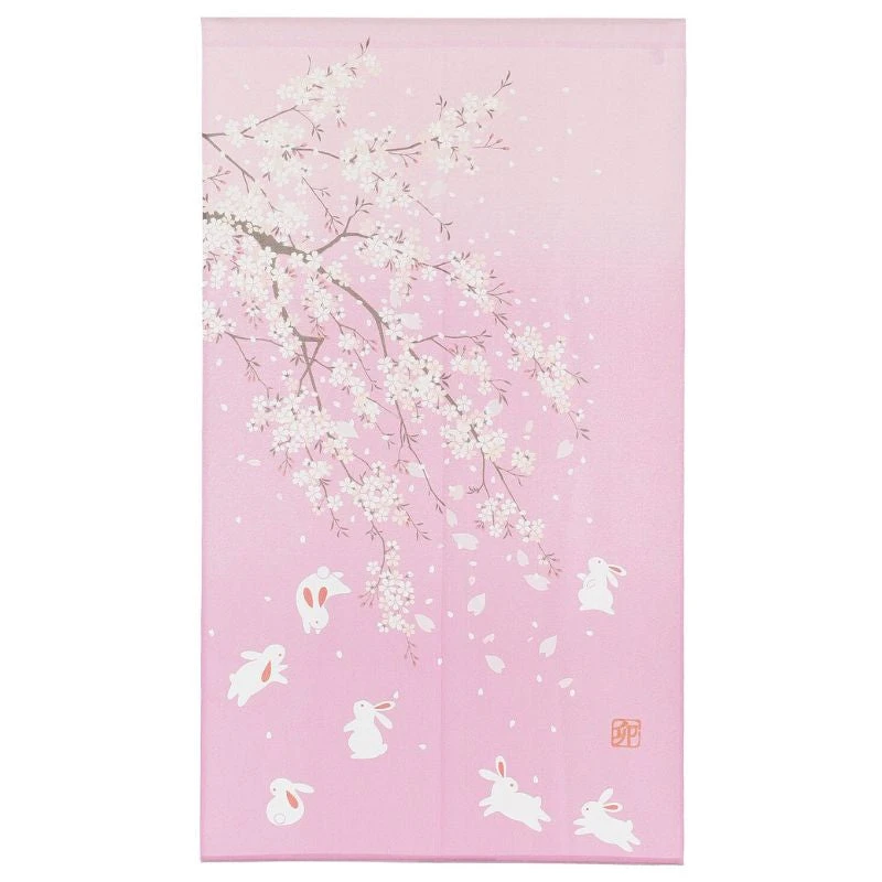 Japanese Noren - Sakura Usagi 1 Japanese Noren - Sakura Usagi