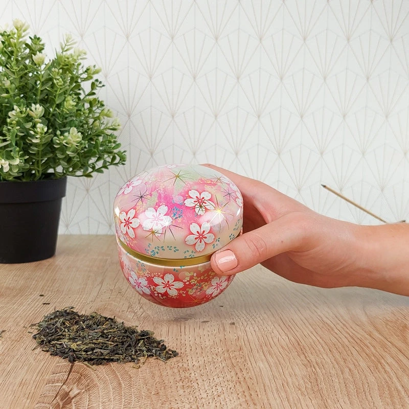 Pink Flowered Metal Tea Caddy 5 Pink Flowered Metal Tea Caddy - Image 5