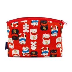 Japanese Clutch Bag - Red Maneki Neko