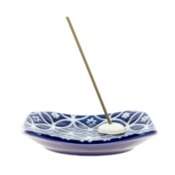 Ceramic Incense Burner Holder - Blue Shippoh 8 Ceramic Incense Burner Holder - Blue Shippoh -Nippon Life Market porte encens ceramique bleu motif shippoh 369