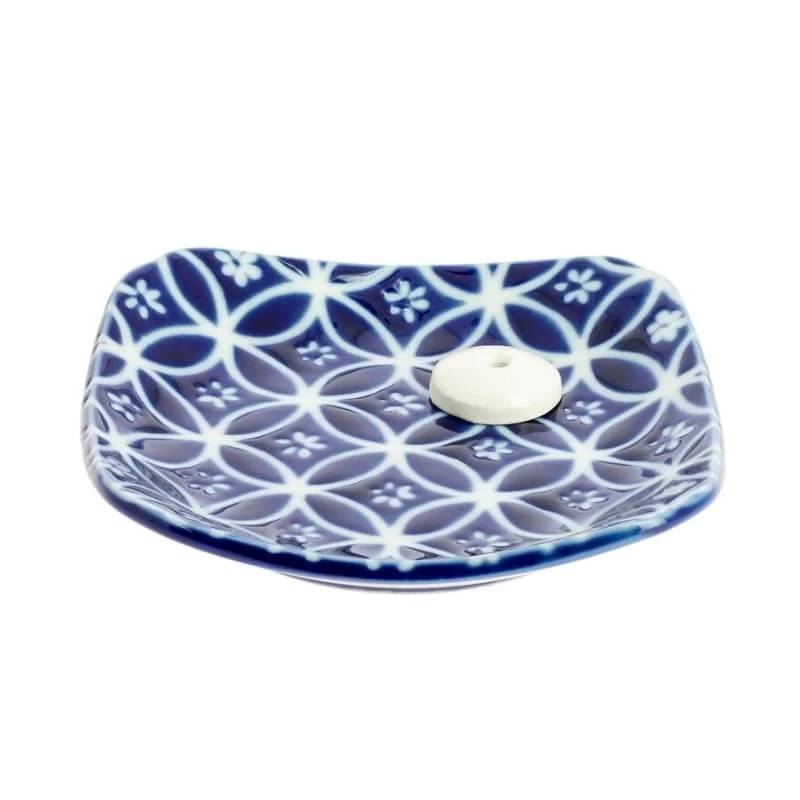 Ceramic Incense Burner Holder - Blue Shippoh 1 Ceramic Incense Burner Holder - Blue Shippoh