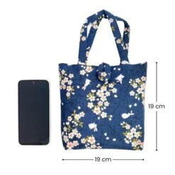 Japanese Bag – Usagi Sakura Blue -Nippon Life Market sac japonais usagi sakura bleu 614