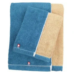Japanese Imabari Face Towel - Bicolore Blue -Nippon Life Market serviette visage imabari bicolore bleu 128