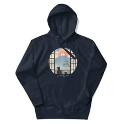 Japanese Hoodie - Cat & Mount Fuji