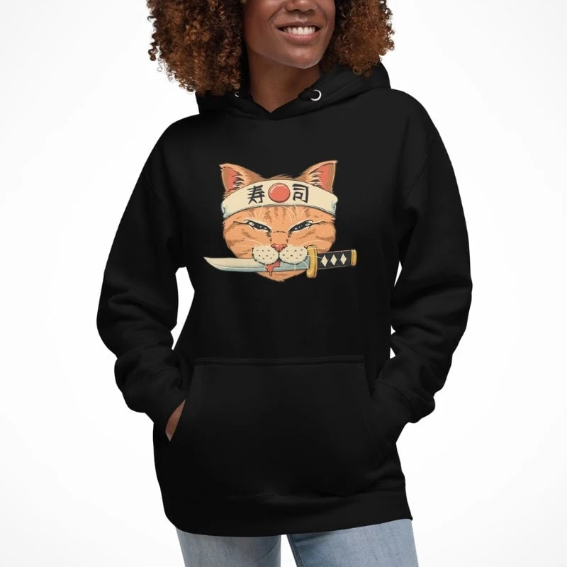 Japanese Hoodie - Neko Sushi Katana 2 Japanese Hoodie - Neko Sushi Katana - Image 2