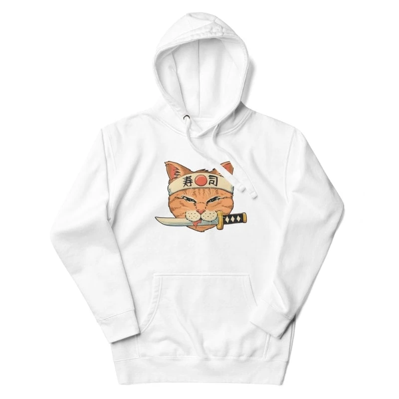 Japanese Hoodie - Neko Sushi Katana 1 Japanese Hoodie - Neko Sushi Katana