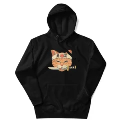 Japanese Hoodie - Neko Sushi Katana 8 Japanese Hoodie - Neko Sushi Katana -Nippon Life Market sweat japonais neko sushi katana s noir 924