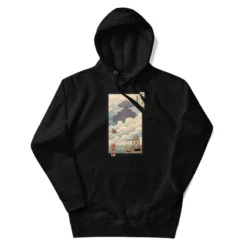 Japanese Hoodie - Ukiyo-e Laputa -Nippon Life Market sweat japonais ukiyo e laputa s noir 371