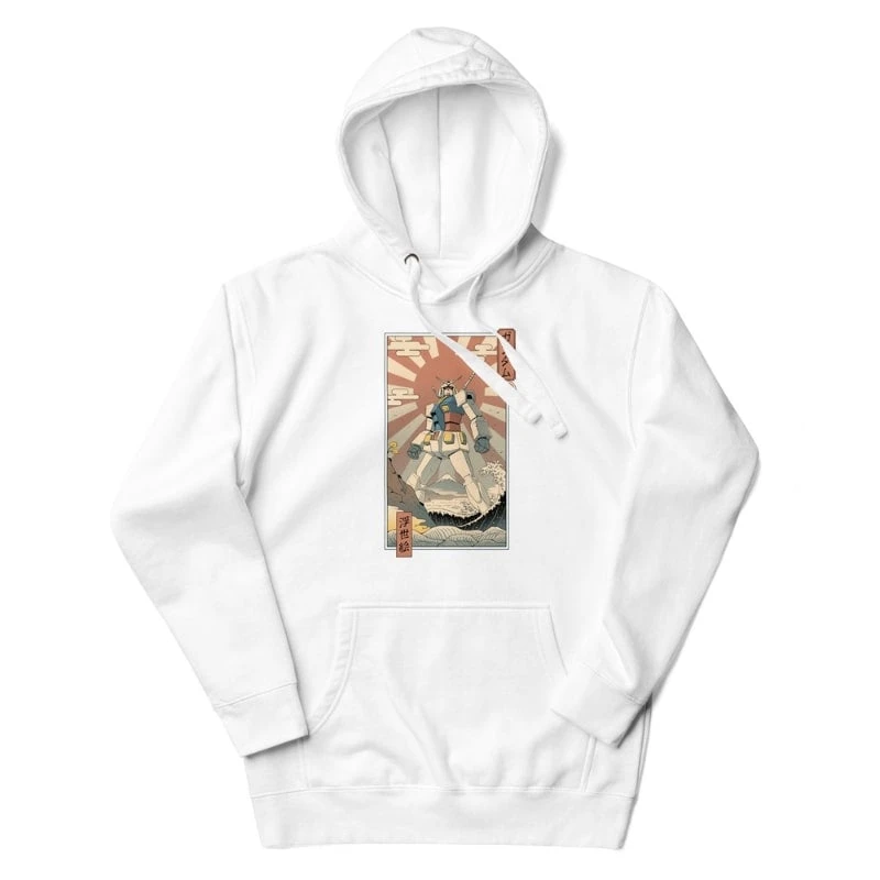 Japanese Hoodie - Ukiyo-e Mecha & Fuji 1 Japanese Hoodie - Ukiyo-e Mecha & Fuji