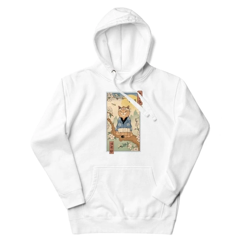 Japanese Hoodie - Ukiyo-e Neko Sakura 3 Japanese Hoodie - Ukiyo-e Neko Sakura - Image 3