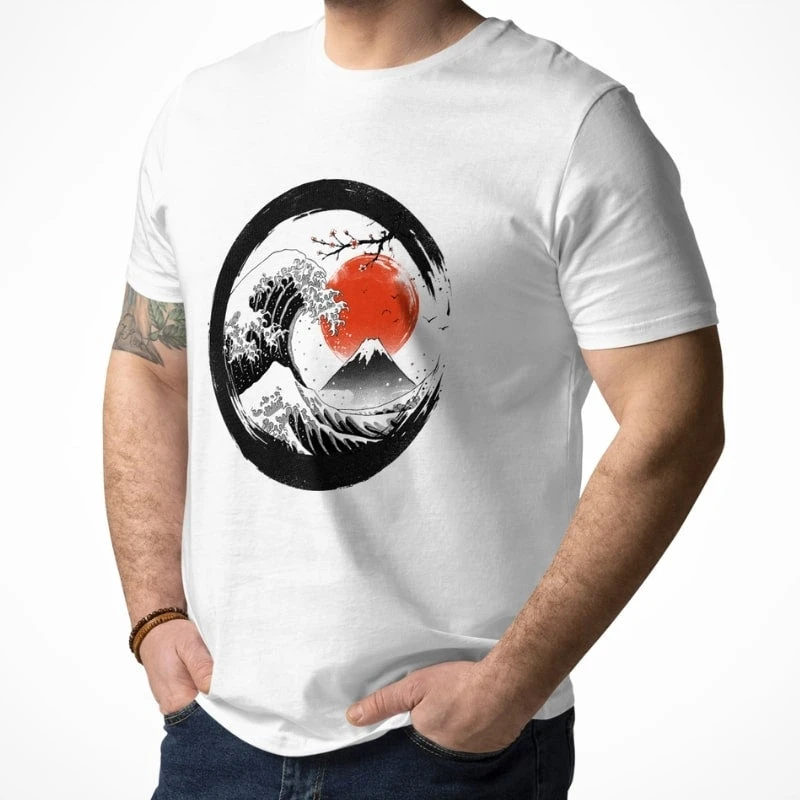 Japanese Tee Shirt - Enso Kanagawa 2 Japanese Tee Shirt - Enso Kanagawa - Image 2