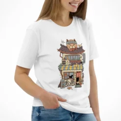 Japanese Tee Shirt - Neko Coffee -Nippon Life Market t shirt japonais neko cafe 680