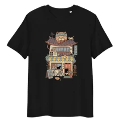 Japanese Tee Shirt - Neko Coffee -Nippon Life Market t shirt japonais neko cafe s noir 427