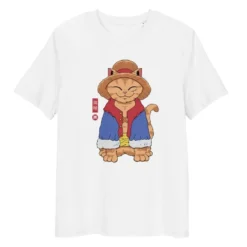 Japanese Tee Shirt - Neko Straw Hat