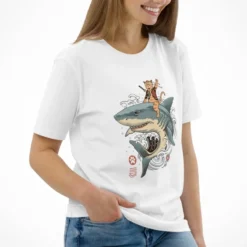 Japanese Tee Shirt - Neko Shark -Nippon Life Market t shirt japonais neko requin 769