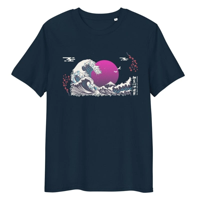 Japanese Tee Shirt - Purple Wave 1 Japanese Tee Shirt - Purple Wave