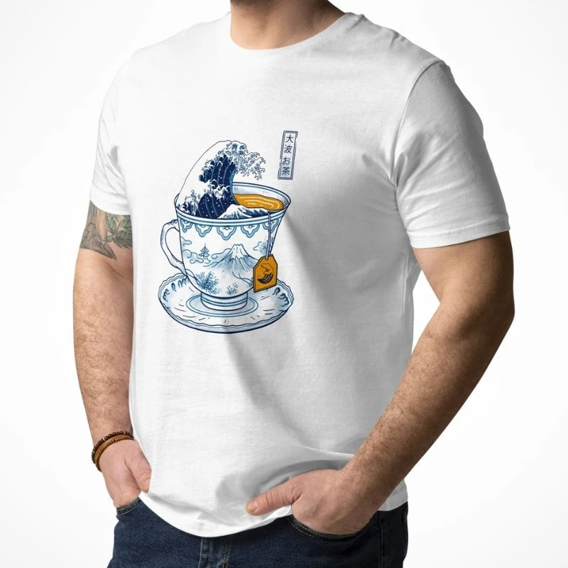 Japanese Tee Shirt - The Great Tea Off Kanagawa 2 Japanese Tee Shirt - The Great Tea Off Kanagawa - Image 2