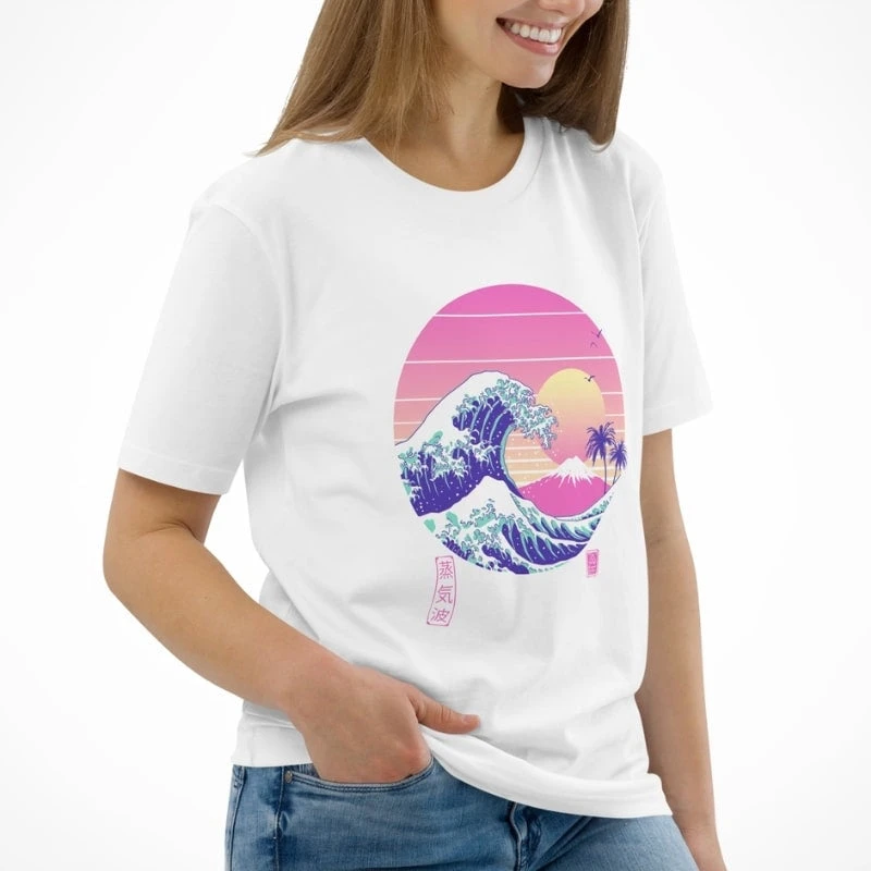 Japanese Tee Shirt - The Great Vapor Wave 2 Japanese Tee Shirt - The Great Vapor Wave - Image 2