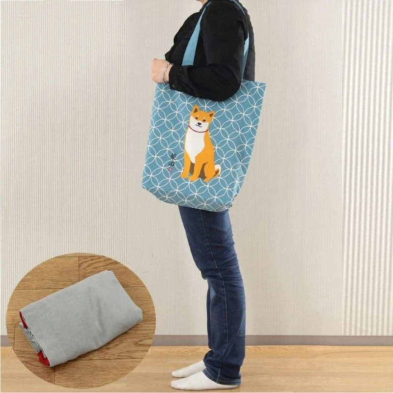 Japanese Tote Bag – Blue Shiba Shippo 6 Japanese Tote Bag – Blue Shiba Shippo - Image 6