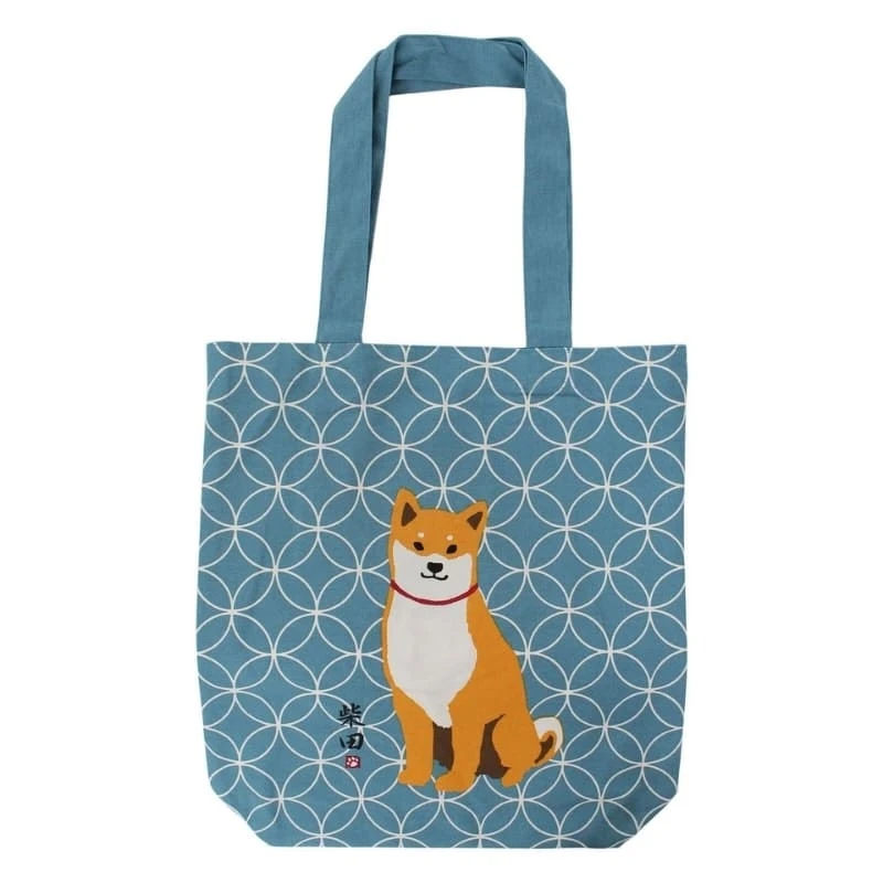 Japanese Tote Bag – Blue Shiba Shippo 1 Japanese Tote Bag – Blue Shiba Shippo