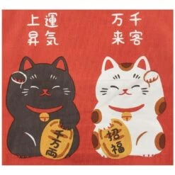 Japanese Tote Bag – Red Maneki Neko Shōfuku -Nippon Life Market tote bag rouge maneki neko shofuku 970