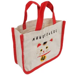 White Maneki Neko Lunch Bag -Nippon Life Market white maneki neko lunch bag 212