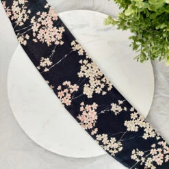 Women's Obi Belt Black Sakura -Nippon Life Market womens obi belt black sakura 493